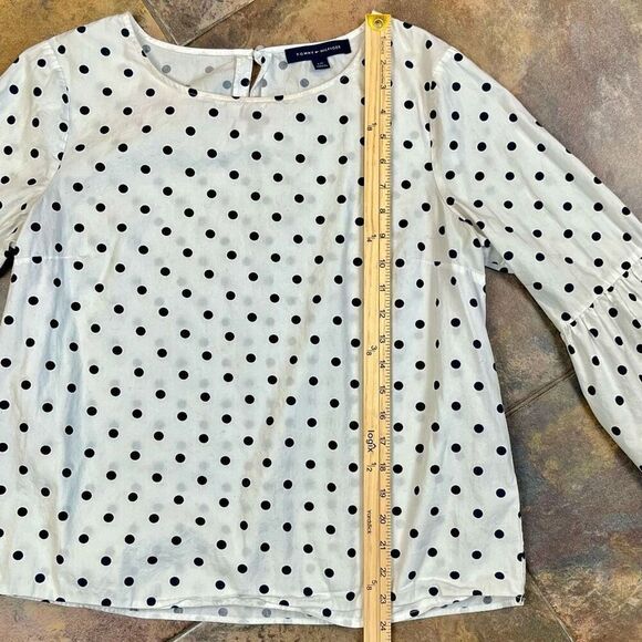 Tommy Hilfiger Polka Dot 3/4 Bell Sleeve Blouse Large - Picture 5 of 9